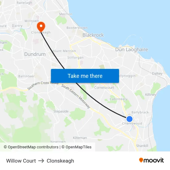Willow Court to Clonskeagh map