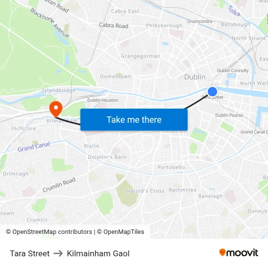 Tara Street to Kilmainham Gaol map
