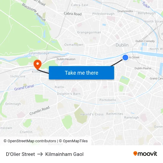 D'Olier Street to Kilmainham Gaol map