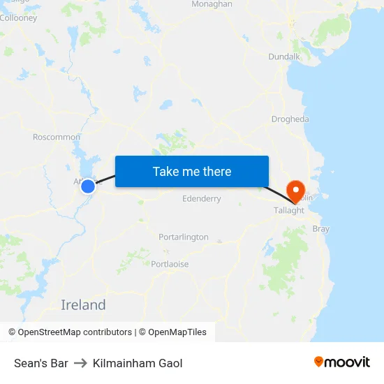 Sean's Bar to Kilmainham Gaol map