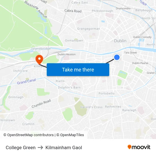 College Green to Kilmainham Gaol map