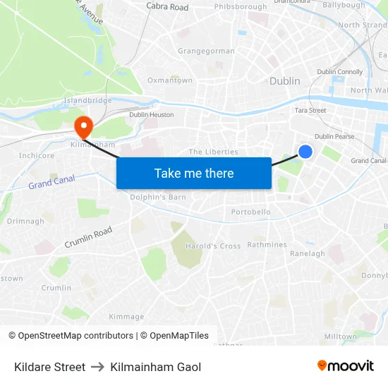 Kildare Street to Kilmainham Gaol map