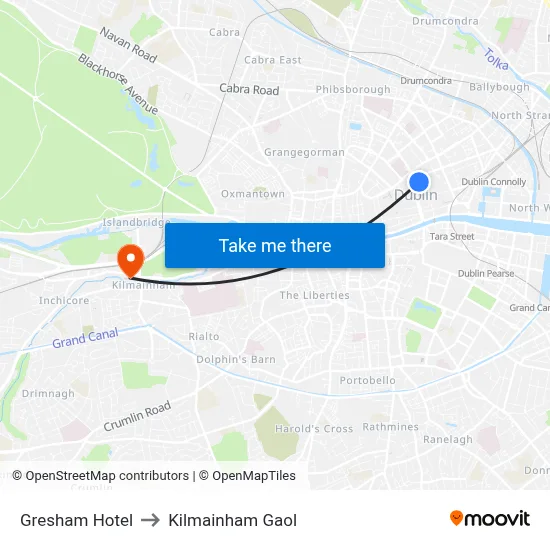 Gresham Hotel to Kilmainham Gaol map
