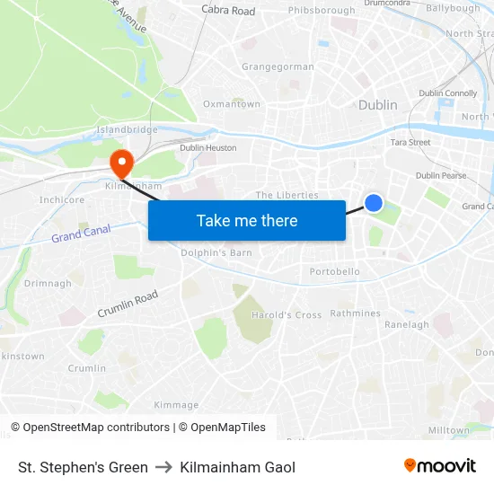 St. Stephen's Green to Kilmainham Gaol map