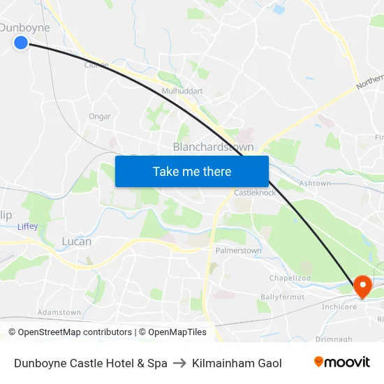 Dunboyne Castle Hotel & Spa to Kilmainham Gaol map