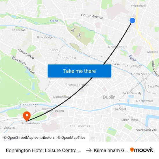 Bonnington Hotel Leisure Centre Dublin to Kilmainham Gaol map
