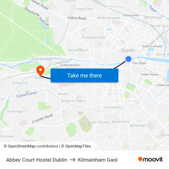 Abbey Court Hostel Dublin to Kilmainham Gaol map