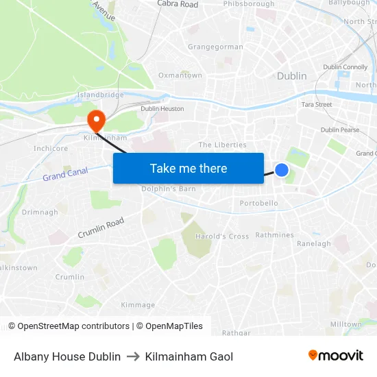 Albany House Dublin to Kilmainham Gaol map