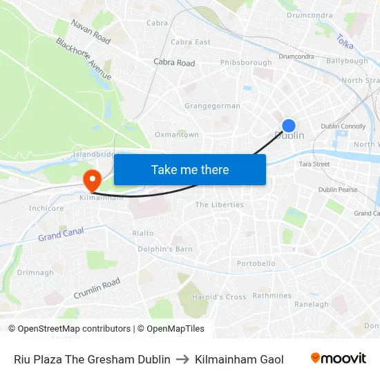 Riu Plaza The Gresham Dublin to Kilmainham Gaol map