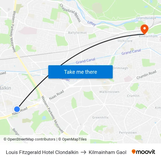 Louis Fitzgerald Hotel Clondalkin to Kilmainham Gaol map