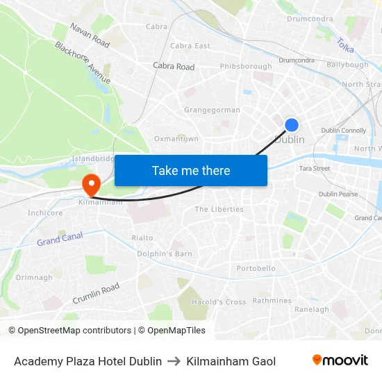 Academy Plaza Hotel Dublin to Kilmainham Gaol map