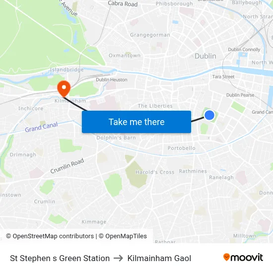 St Stephen s Green Station to Kilmainham Gaol map