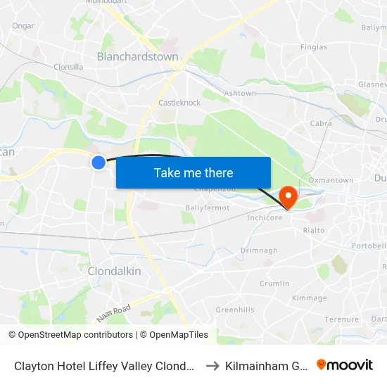 Clayton Hotel Liffey Valley Clondalkin to Kilmainham Gaol map