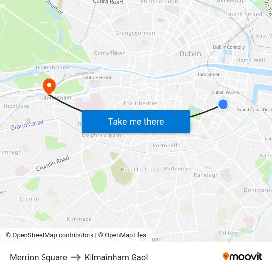 Merrion Square to Kilmainham Gaol map