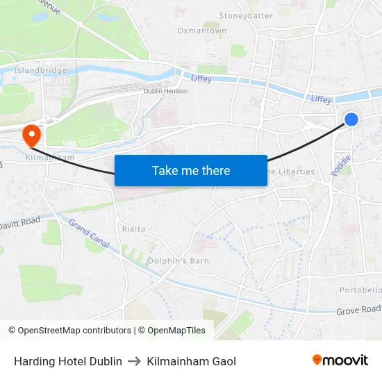 Harding Hotel Dublin to Kilmainham Gaol map