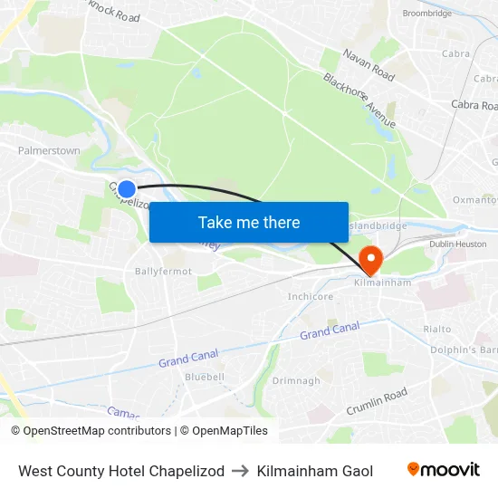 West County Hotel Chapelizod to Kilmainham Gaol map
