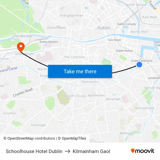 Schoolhouse Hotel Dublin to Kilmainham Gaol map