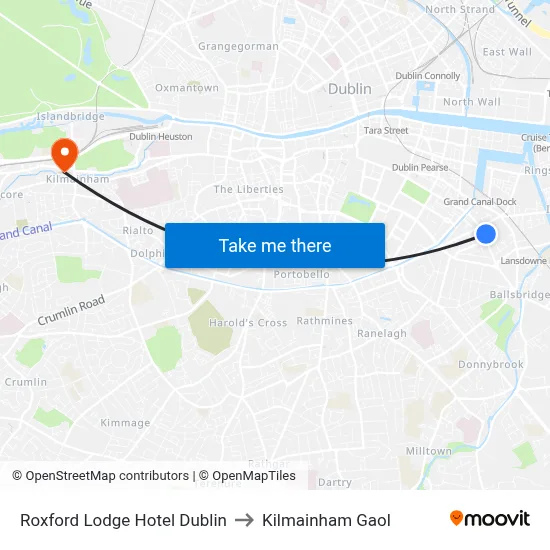 Roxford Lodge Hotel Dublin to Kilmainham Gaol map