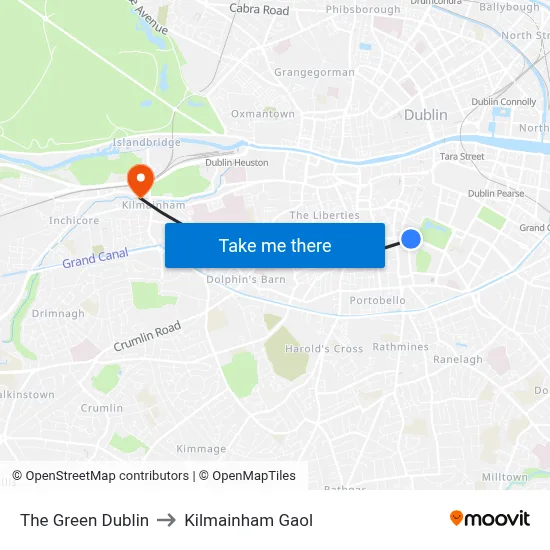 The Green Dublin to Kilmainham Gaol map