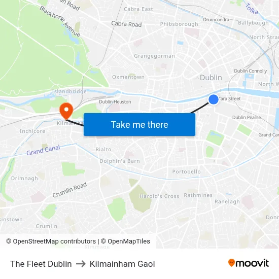 The Fleet Dublin to Kilmainham Gaol map
