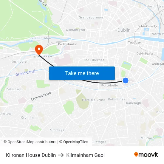 Kilronan House Dublin to Kilmainham Gaol map
