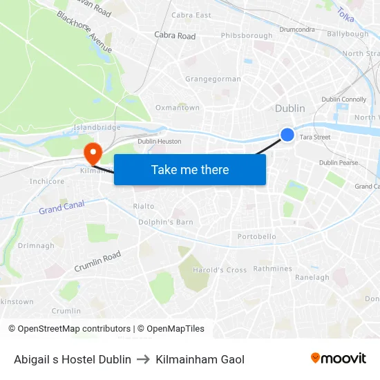 Abigail s Hostel Dublin to Kilmainham Gaol map