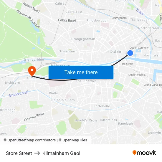 Store Street to Kilmainham Gaol map