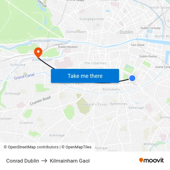 Conrad Dublin to Kilmainham Gaol map