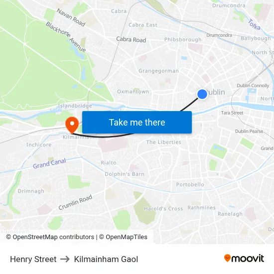 Henry Street to Kilmainham Gaol map