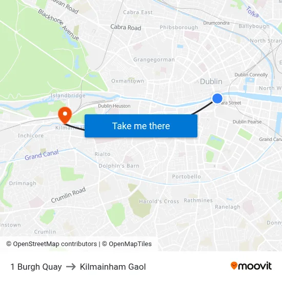 1 Burgh Quay to Kilmainham Gaol map