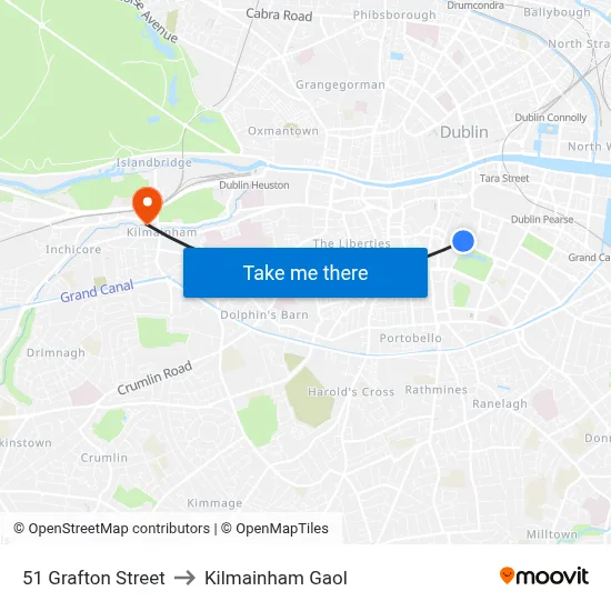 51 Grafton Street to Kilmainham Gaol map