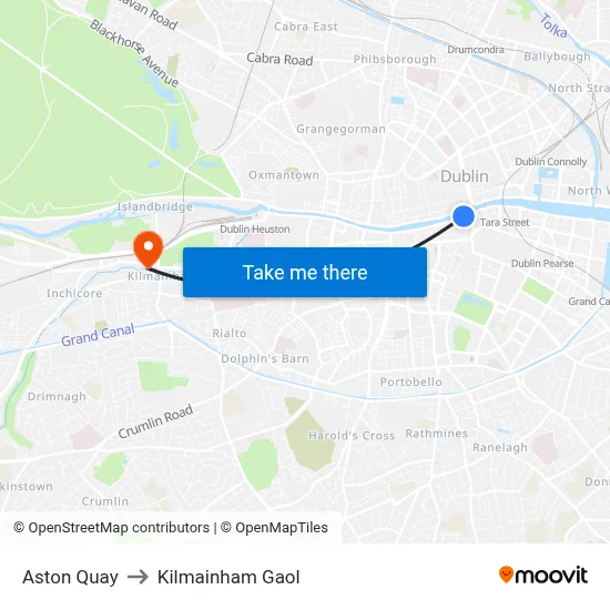 Aston Quay to Kilmainham Gaol map
