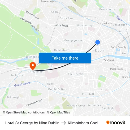 Hotel St George by Nina Dublin to Kilmainham Gaol map