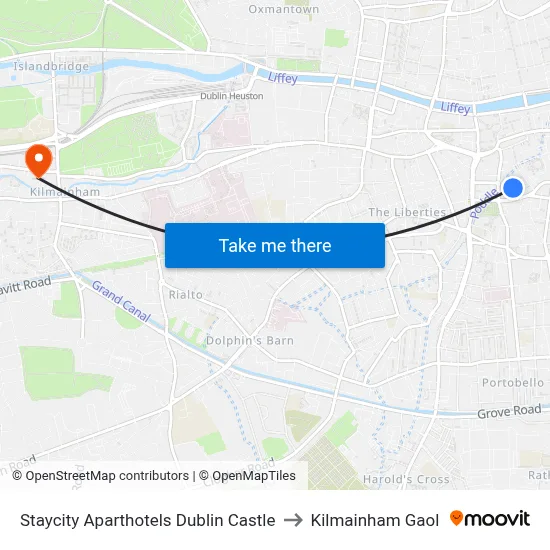 Staycity Aparthotels Dublin Castle to Kilmainham Gaol map