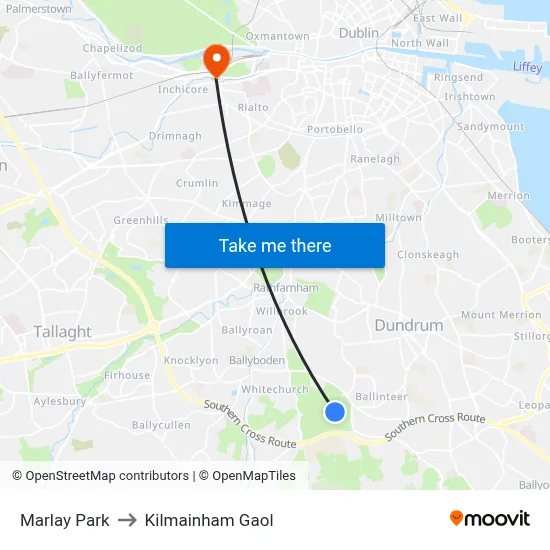 Marlay Park to Kilmainham Gaol map
