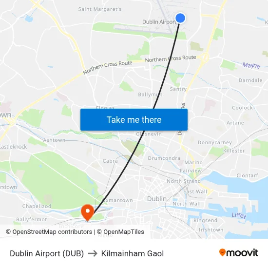 Dublin Airport (DUB) to Kilmainham Gaol map