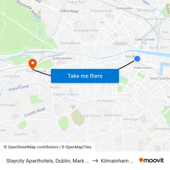 Staycity Aparthotels, Dublin, Mark Street to Kilmainham Gaol map