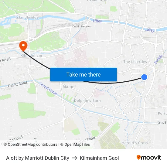 Aloft by Marriott Dublin City to Kilmainham Gaol map