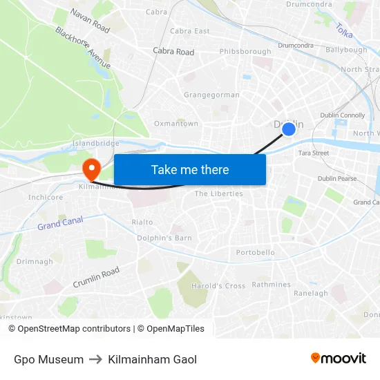 Gpo Museum to Kilmainham Gaol map