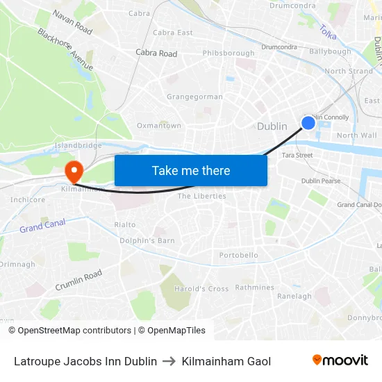 Latroupe Jacobs Inn Dublin to Kilmainham Gaol map