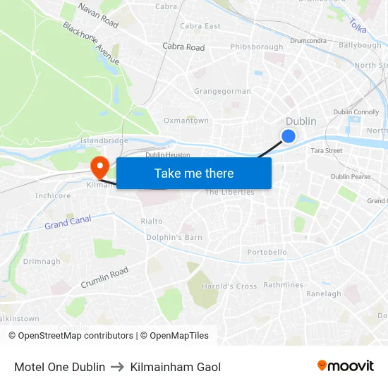 Motel One Dublin to Kilmainham Gaol map