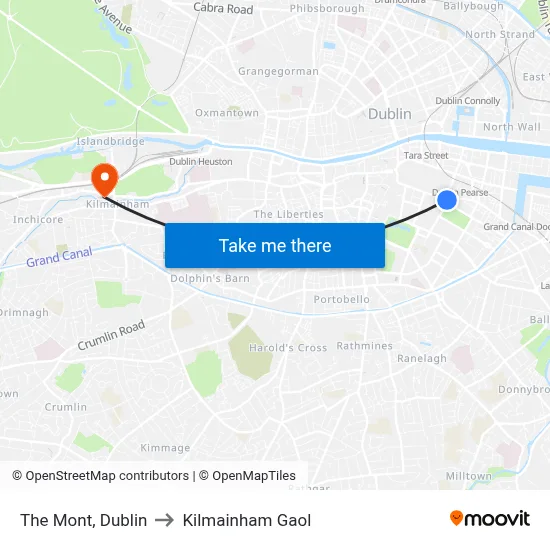 The Mont, Dublin to Kilmainham Gaol map