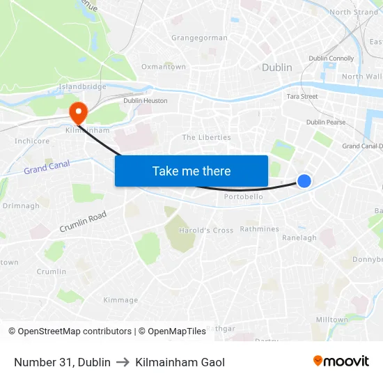 Number 31, Dublin to Kilmainham Gaol map