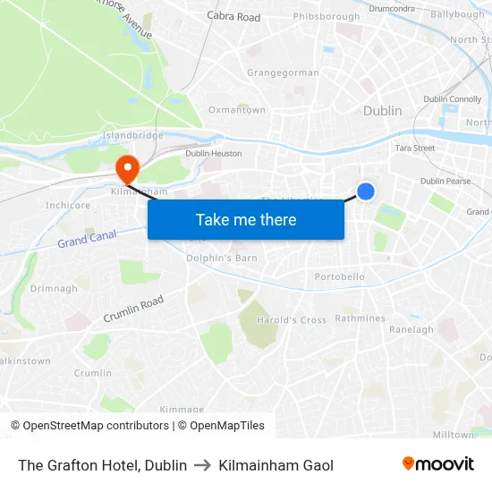 The Grafton Hotel, Dublin to Kilmainham Gaol map