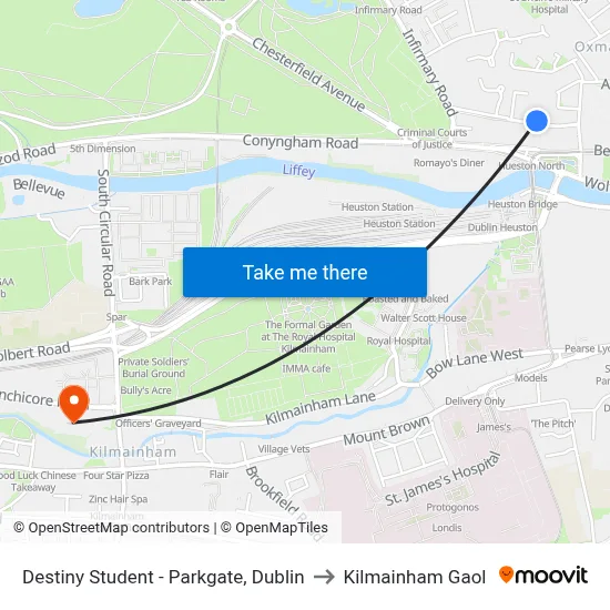 Destiny Student - Parkgate, Dublin to Kilmainham Gaol map