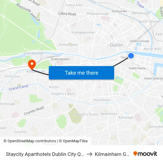 Staycity Aparthotels Dublin City Quay to Kilmainham Gaol map