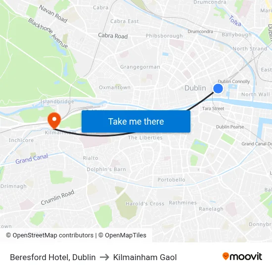 Beresford Hotel, Dublin to Kilmainham Gaol map