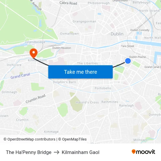 The Ha'Penny Bridge to Kilmainham Gaol map