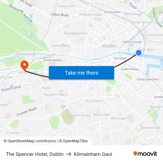 The Spencer Hotel, Dublin to Kilmainham Gaol map
