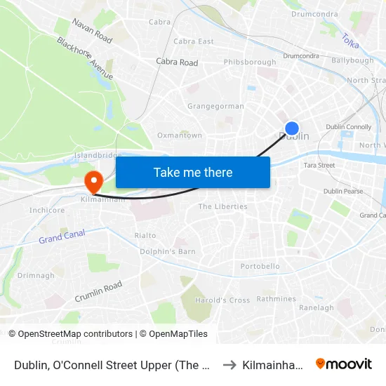 Dublin, O'Connell Street Upper (The Gresham Hotel) to Kilmainham Gaol map